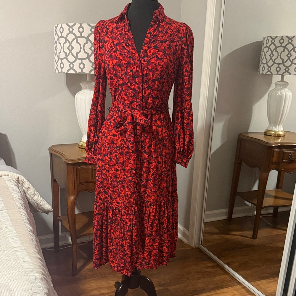 a new day Red and Black Floral Long Sleeve Dress